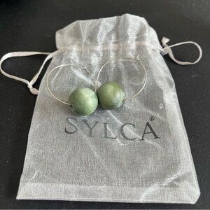 Sylca Wood Bead Hoop Earrings